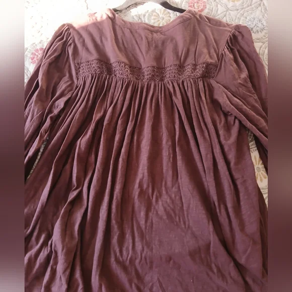 Smock Top Eggplant Lucky Brand, size L - Picture 2 of 5